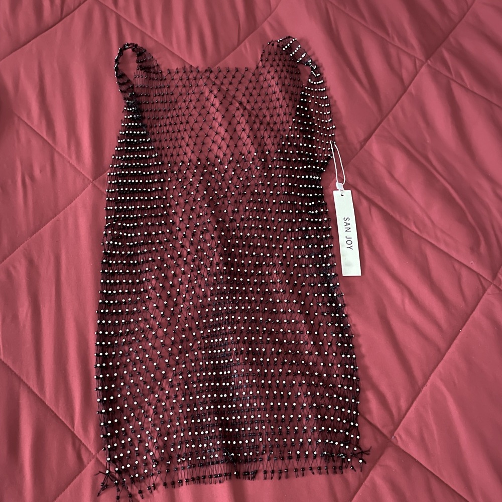 Black and sliver crop see through club wear
